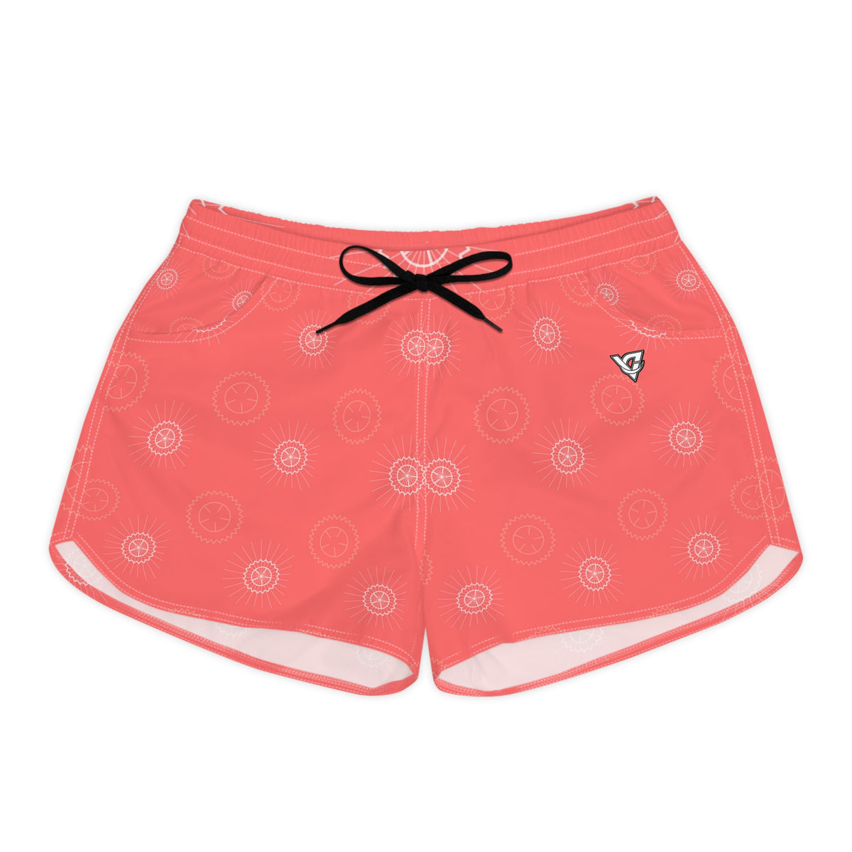 Cycling Hot Coral Chainring Women's Athletic Shorts with Pockets