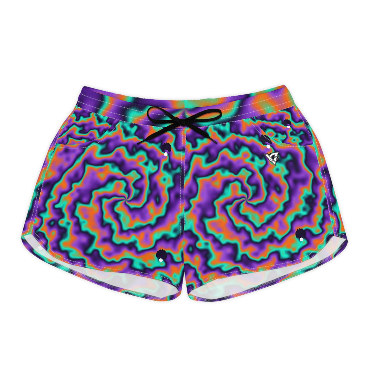 Yoga Galaxy Glow Tie-Dye Spin Women's Athletic Shorts with Pockets