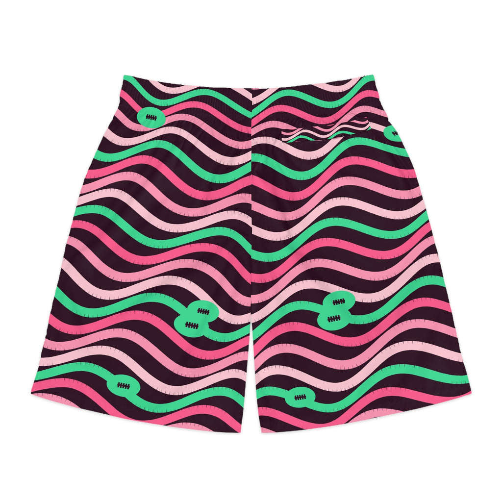 Football Flamingo Fizz Wave Rider Men's Athletic Shorts with Pockets