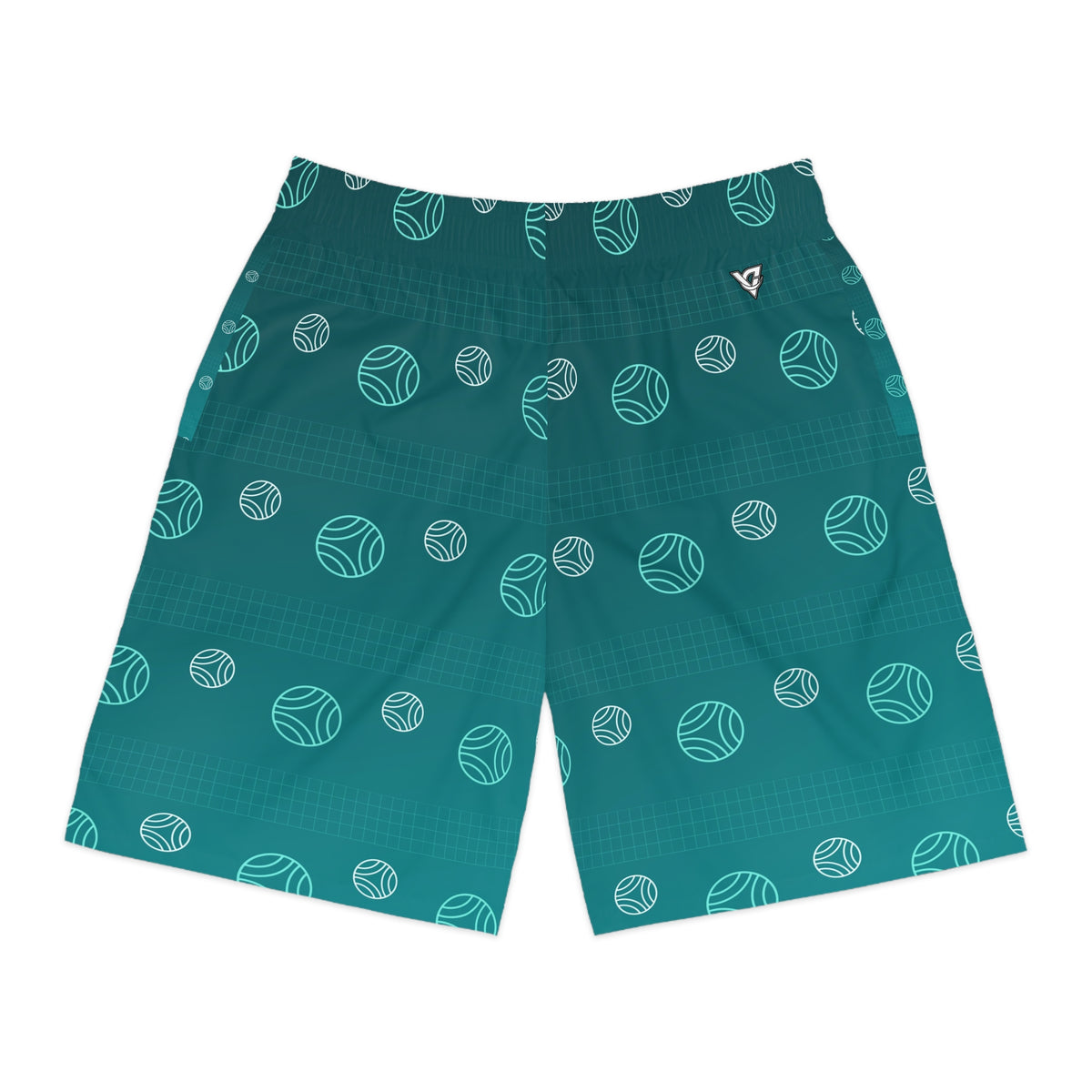 Volleyball Teal Wave Spike Panel Men's Athletic Shorts with Pockets