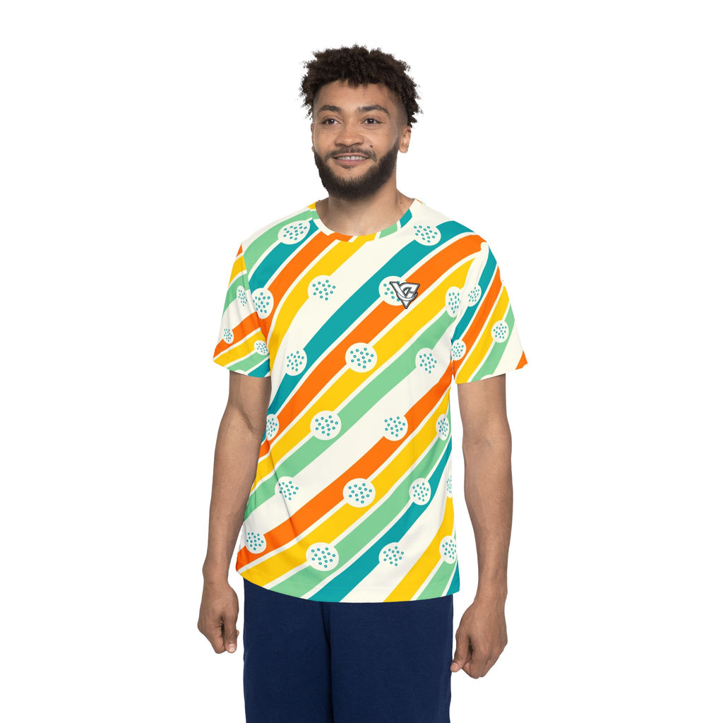 Golf Citrus Pop Stripe Surge Men's Sports Jersey