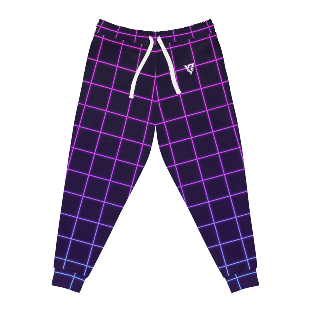 Women's Neon Grid Joggers – Colorful All-Over Print Athletic Jogger Pants