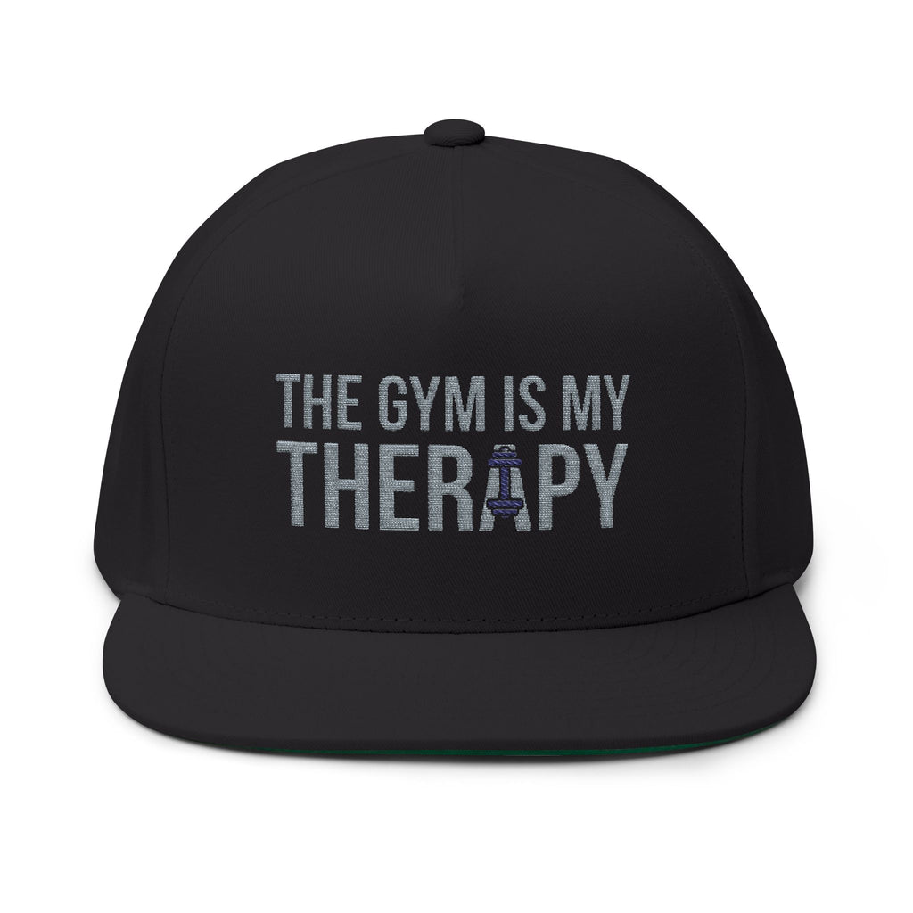 Flat Bill Cap "The Gym Is My Therapy" Embroidered Fitness by Vantacore Athletics, view 3