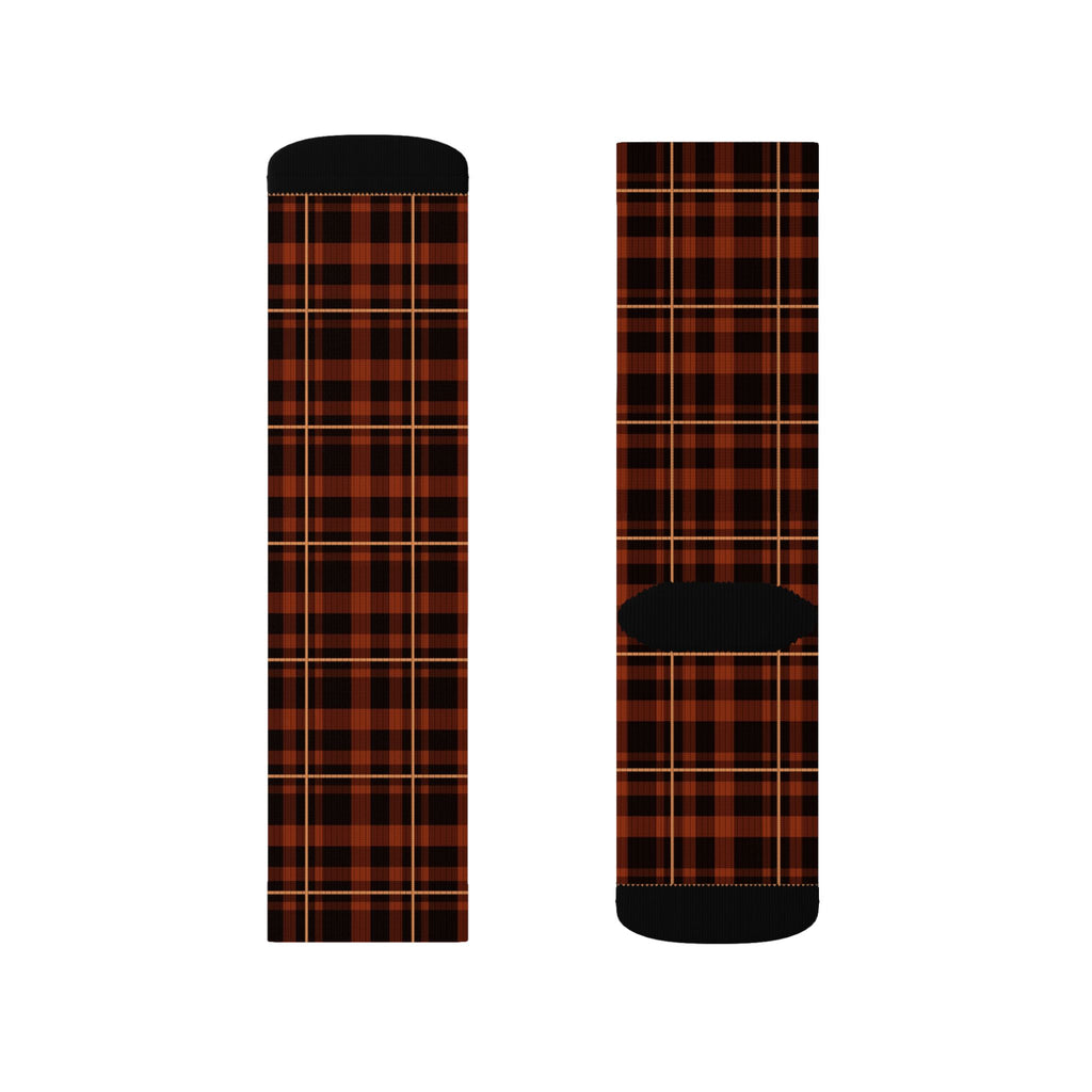 Rust Flannel Athletic Crew Socks