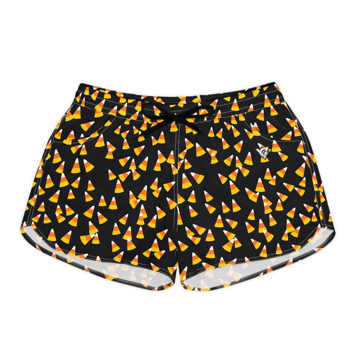 Women's Multipurpose Athletic Shorts with Pockets | Halloween Midnight Pumpkin Candy Corn Toss