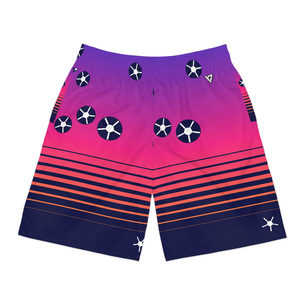 Soccer Royal Flame Horizon Fade Men's Athletic Shorts with Pockets