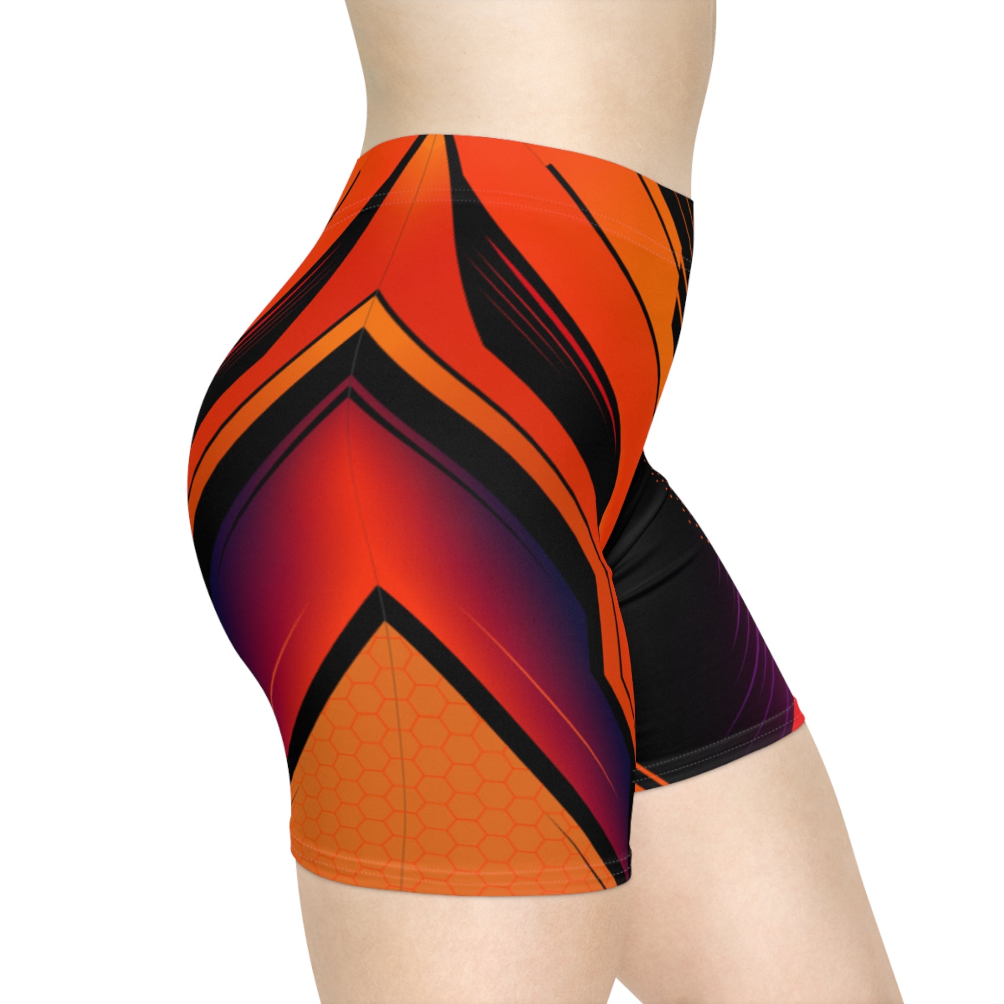 Abstract Neon Geo Biker Shorts | Bold Athletic Cycling Shorts