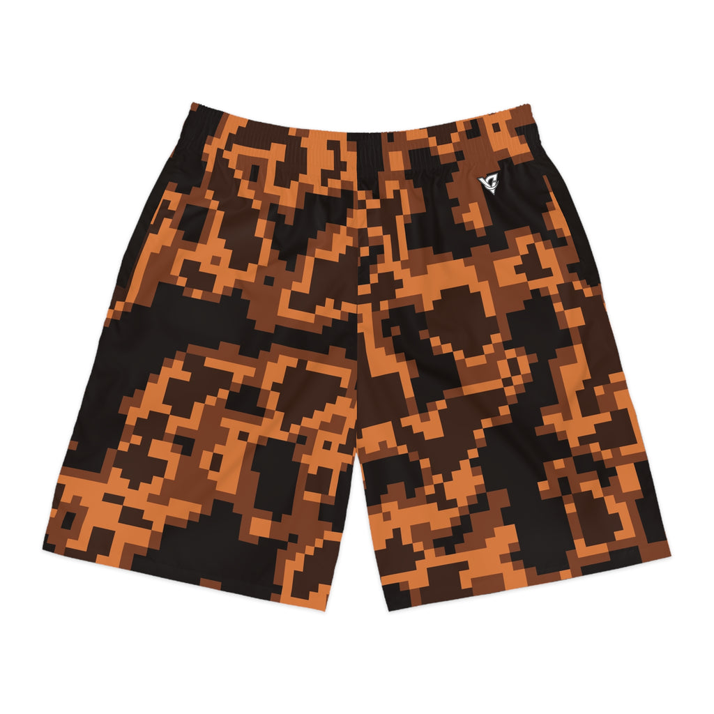 Men's Copper Digital Camo Performance Jogger Athletic Shorts with Pockets