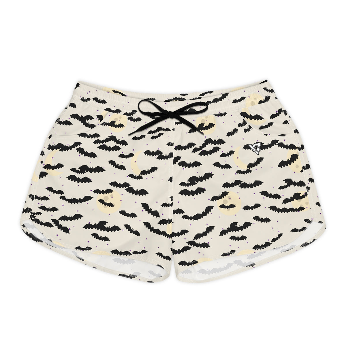 Women's Multipurpose Athletic Shorts with Pockets | Halloween Bone White Bat Swarm