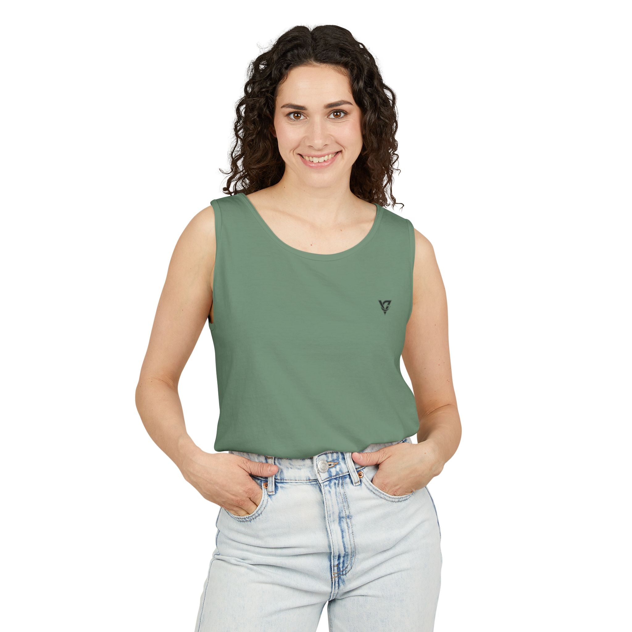 Minimal Geometric Triangle Logo Tank Top | Chest Emblem