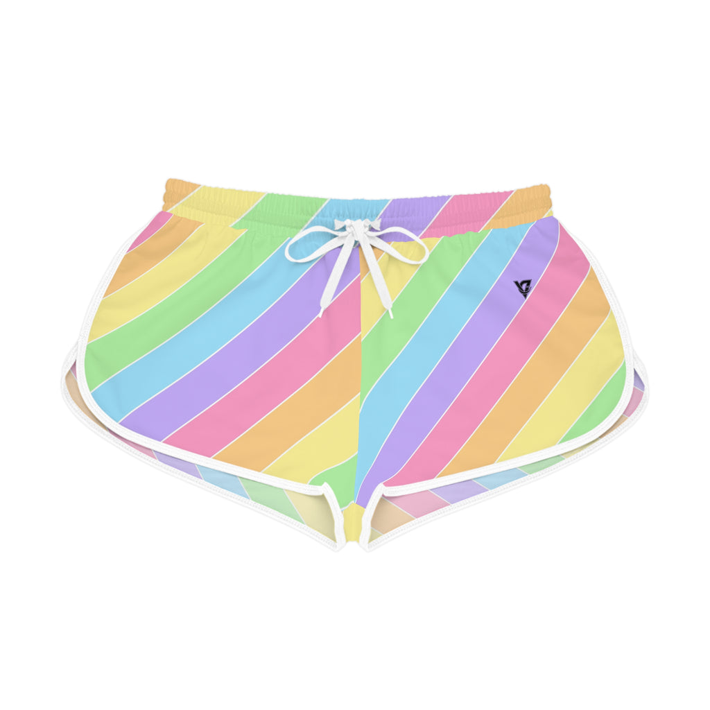 Women's Candy Stripe Relaxed Shorts – Colorful All-Over Print Running & Workout Shorts