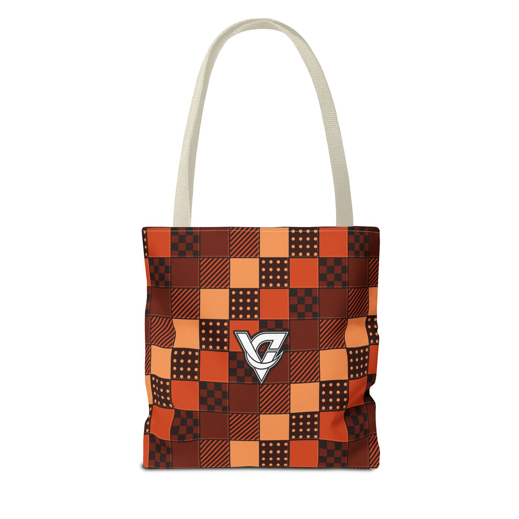 Rust Patchwork Tote Bag — All-Over Print Gym & Everyday Tote