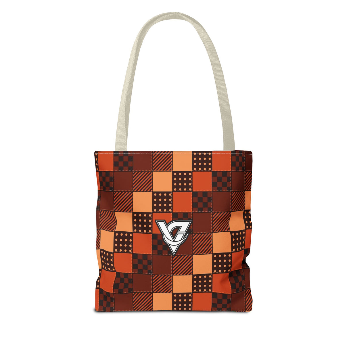 Rust Patchwork Tote Bag — All-Over Print Gym & Everyday Tote
