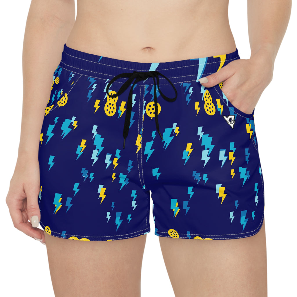 Pickleball Cobalt Spark Bolt Strike Women's Athletic Shorts with Pockets
