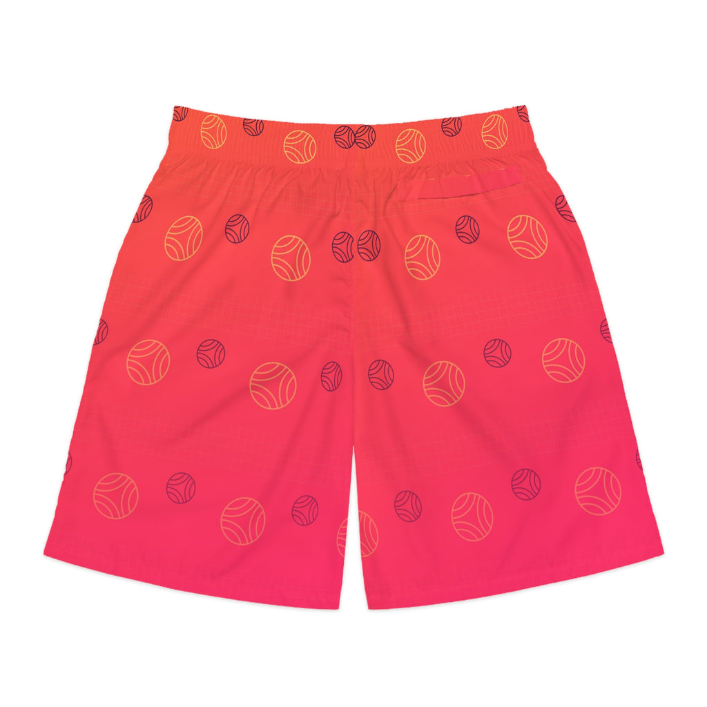 Volleyball Sunset Fade Spike Panel Men's Athletic Shorts with Pockets