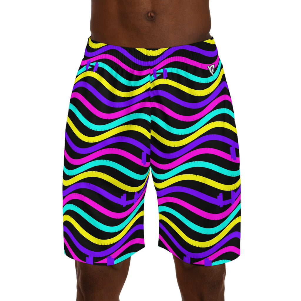 Training & Gym Midnight Neon Wave Rider Men's Athletic Shorts with Pockets