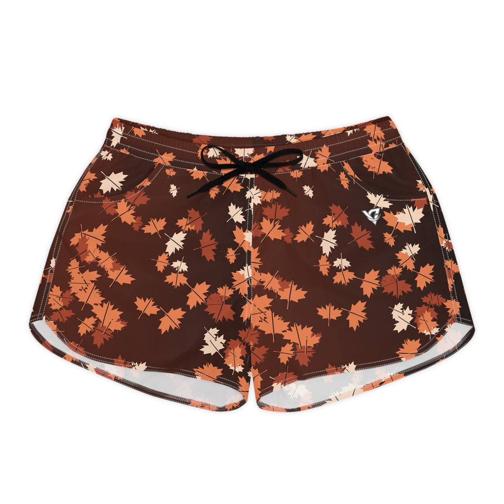 Women's Multipurpose Athletic Shorts with Pockets | Terracotta Falling Leaves