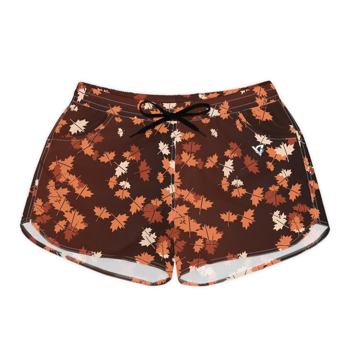 Women's Multipurpose Athletic Shorts with Pockets | Terracotta Falling Leaves