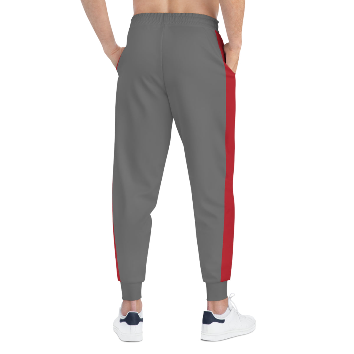 Grey Athletic Joggers with Red Side Stripes by Vantacore Athletics, view 4