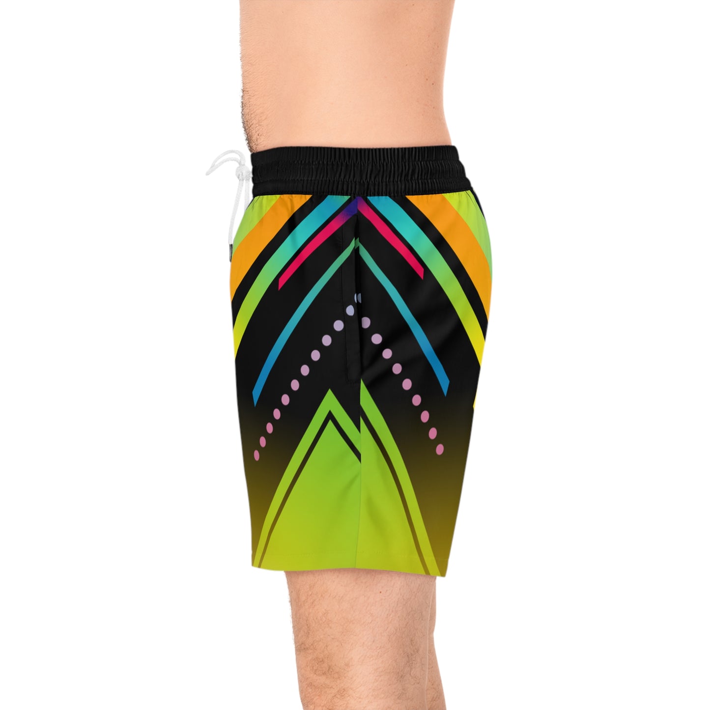 Men's Neon Geo Jogger Shorts Vibrant Abstract All-Over Print - No Pockets