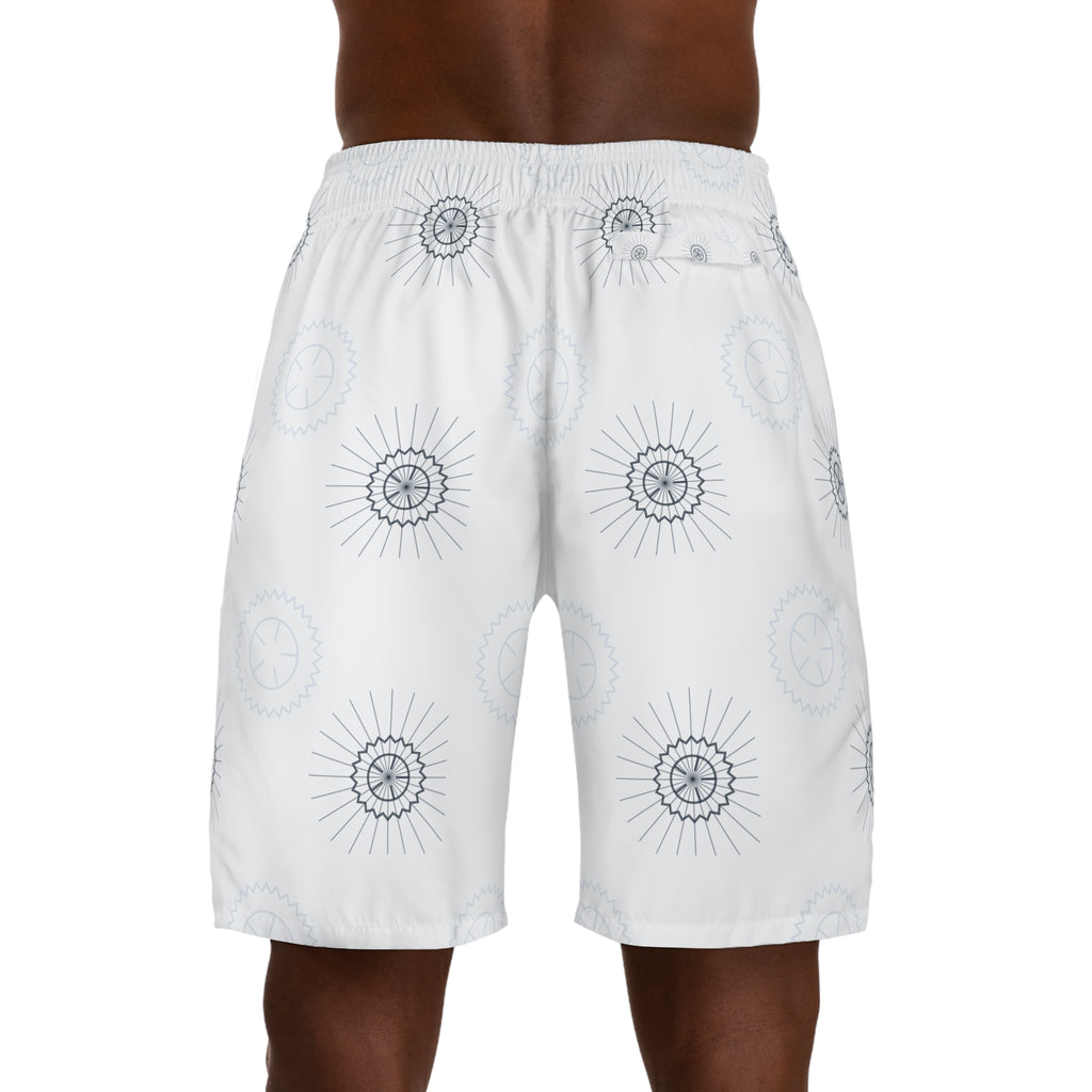 Cycling Arctic White Chainring Men's Athletic Shorts with Pockets