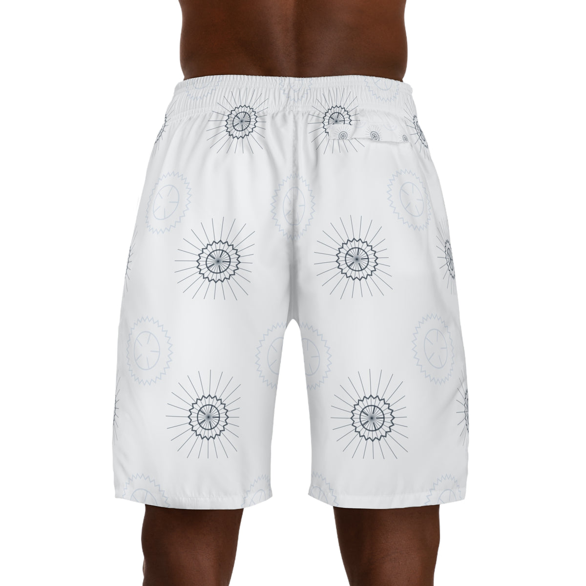 Cycling Arctic White Chainring Men's Athletic Shorts with Pockets