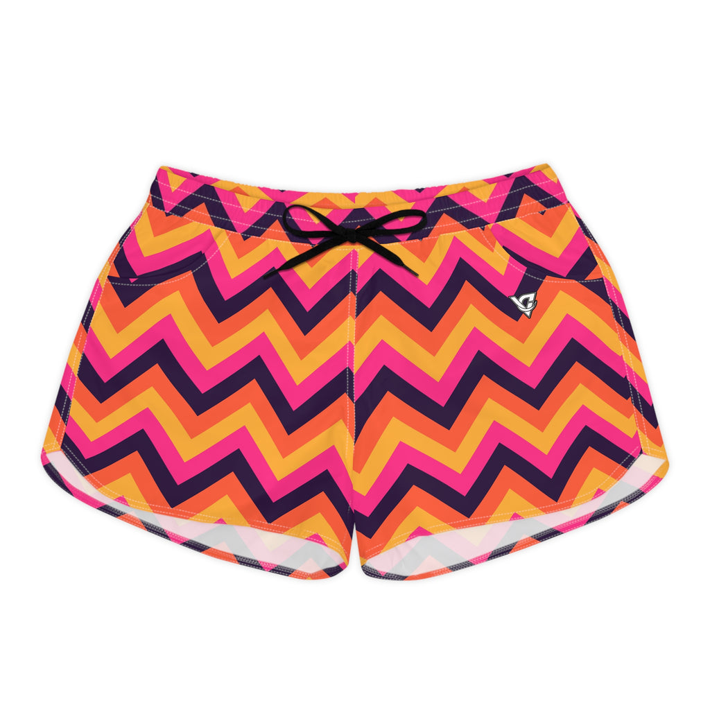 Women's Multipurpose Athletic Shorts with Pockets | Sunset Chevron