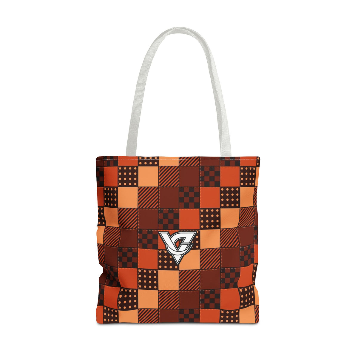 Rust Patchwork Tote Bag — All-Over Print Gym & Everyday Tote