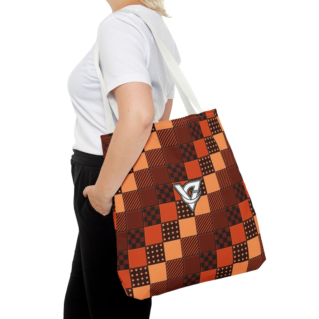 Rust Patchwork Tote Bag — All-Over Print Gym & Everyday Tote