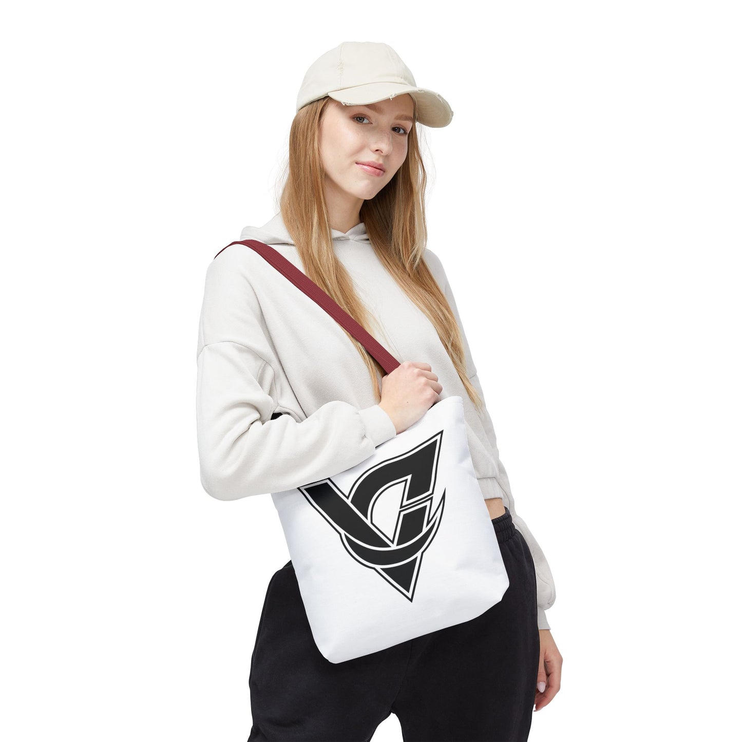 Monogram V Triangle Tote Bag – Bold Black Logo All-Over Print