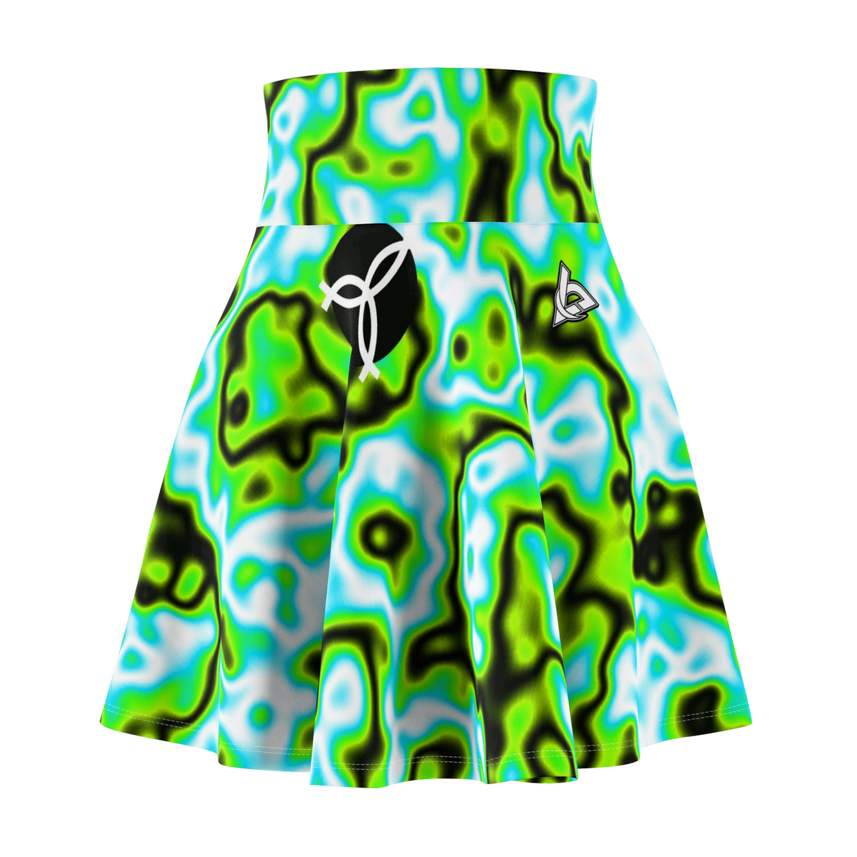 Volleyball Lime Riot Marble Flow Women's Athletic Skater Skirt