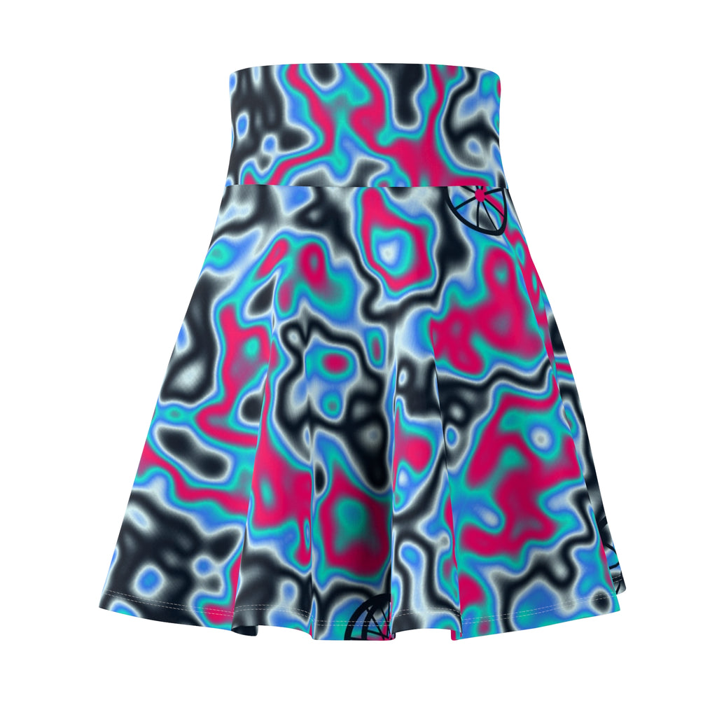 Cycling Arctic Neon Marble Flow Women's Athletic Skater Skirt