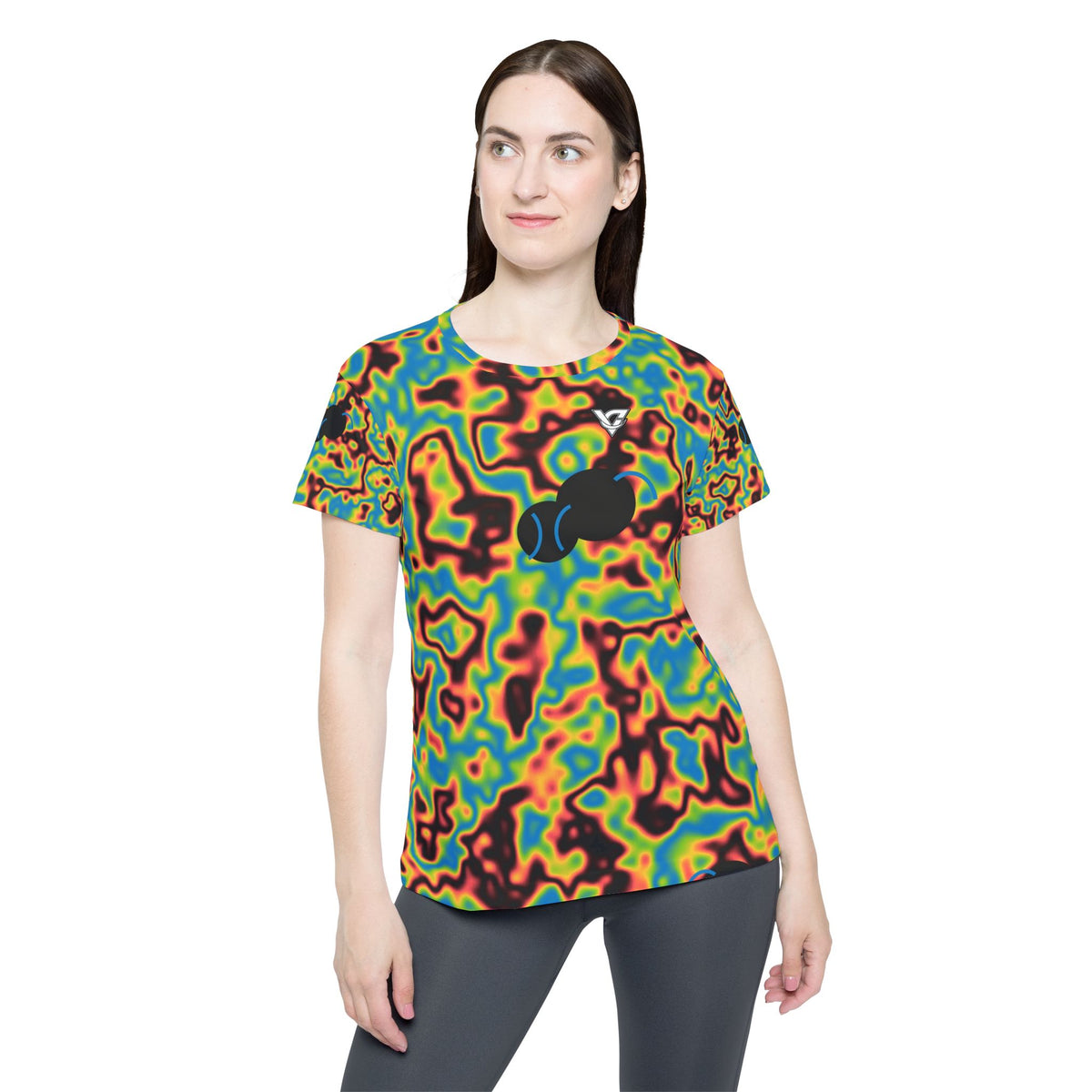 Tennis Rainbow Rally Marble Flow Women's Sports Jersey