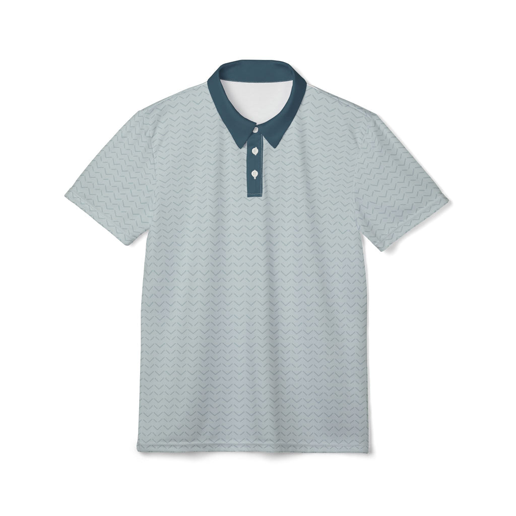 Light Blue Wave Pattern Polo Shirt — Men's Casual Golf & Everyday Polo