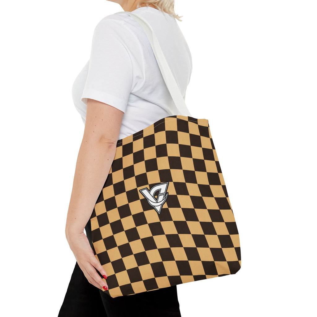 Desert Warp Check Tote Bag — All-Over Print Gym & Everyday Tote