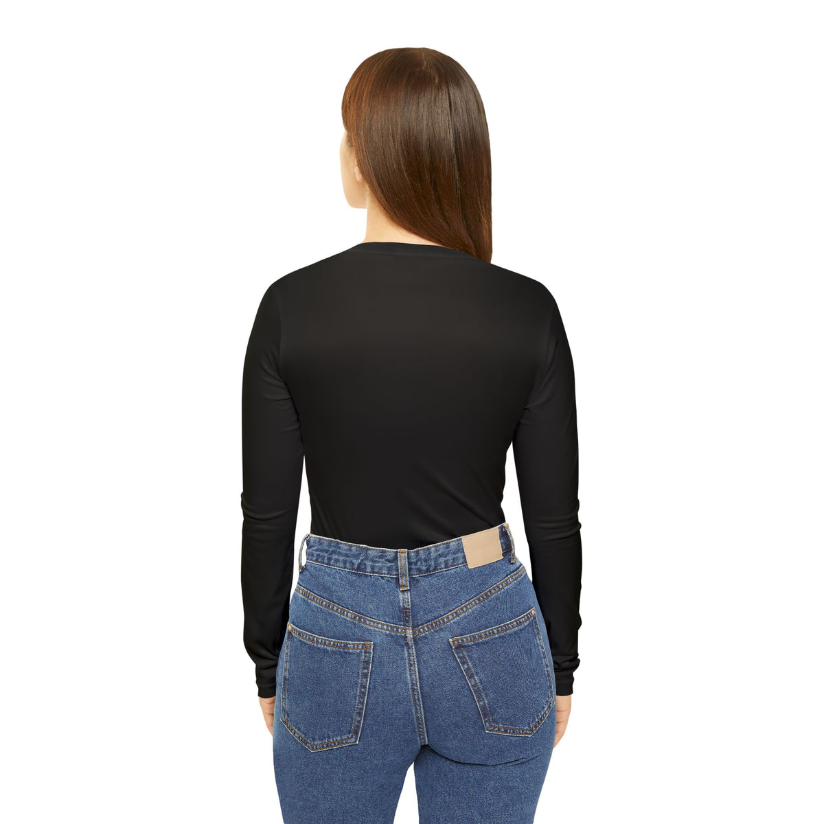 Jet Black Essential Women's Long Sleeve V-Neck Athletic Top
