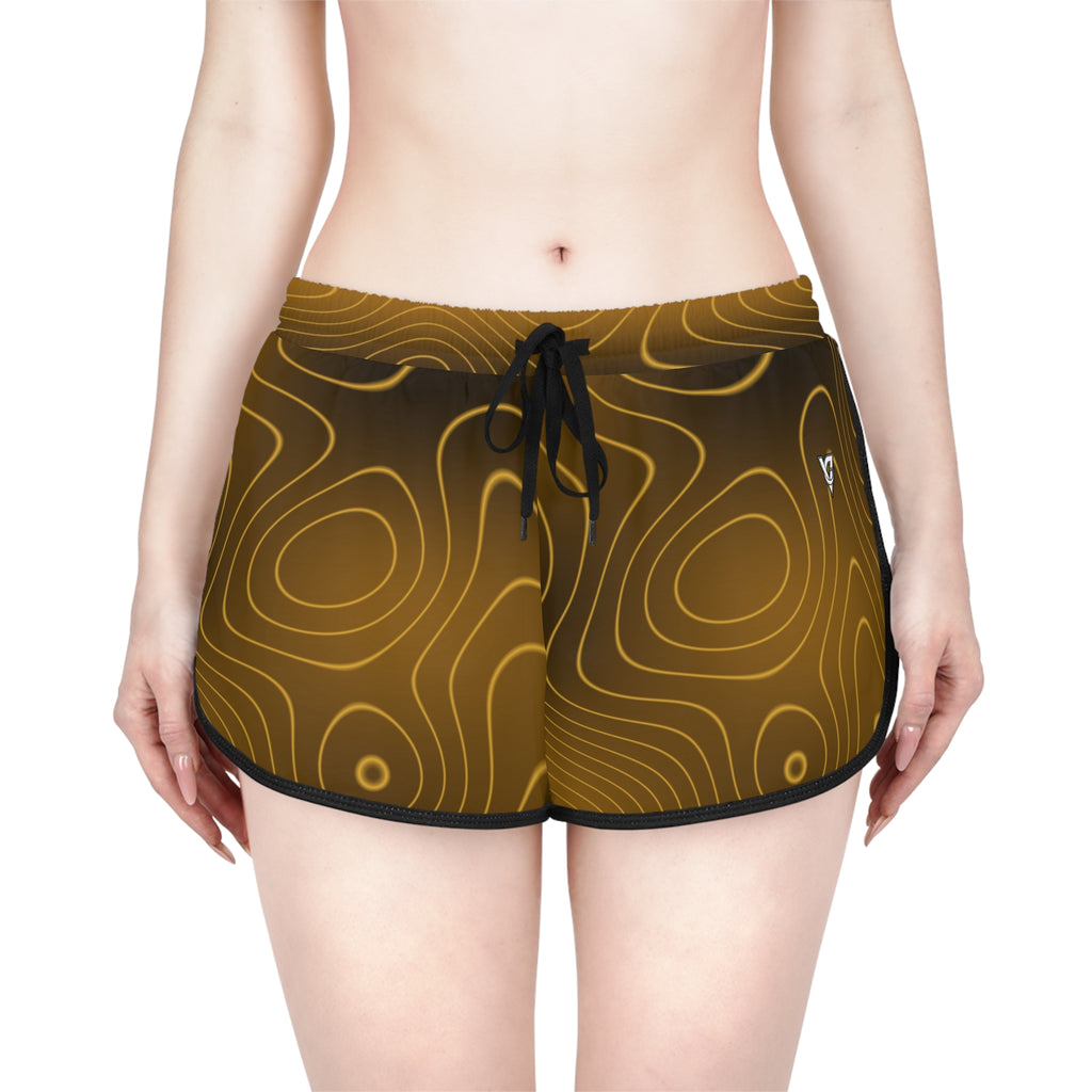 Women's Harvest Gold Topo Relaxed Shorts — All-Over Print Running & Workout Shorts