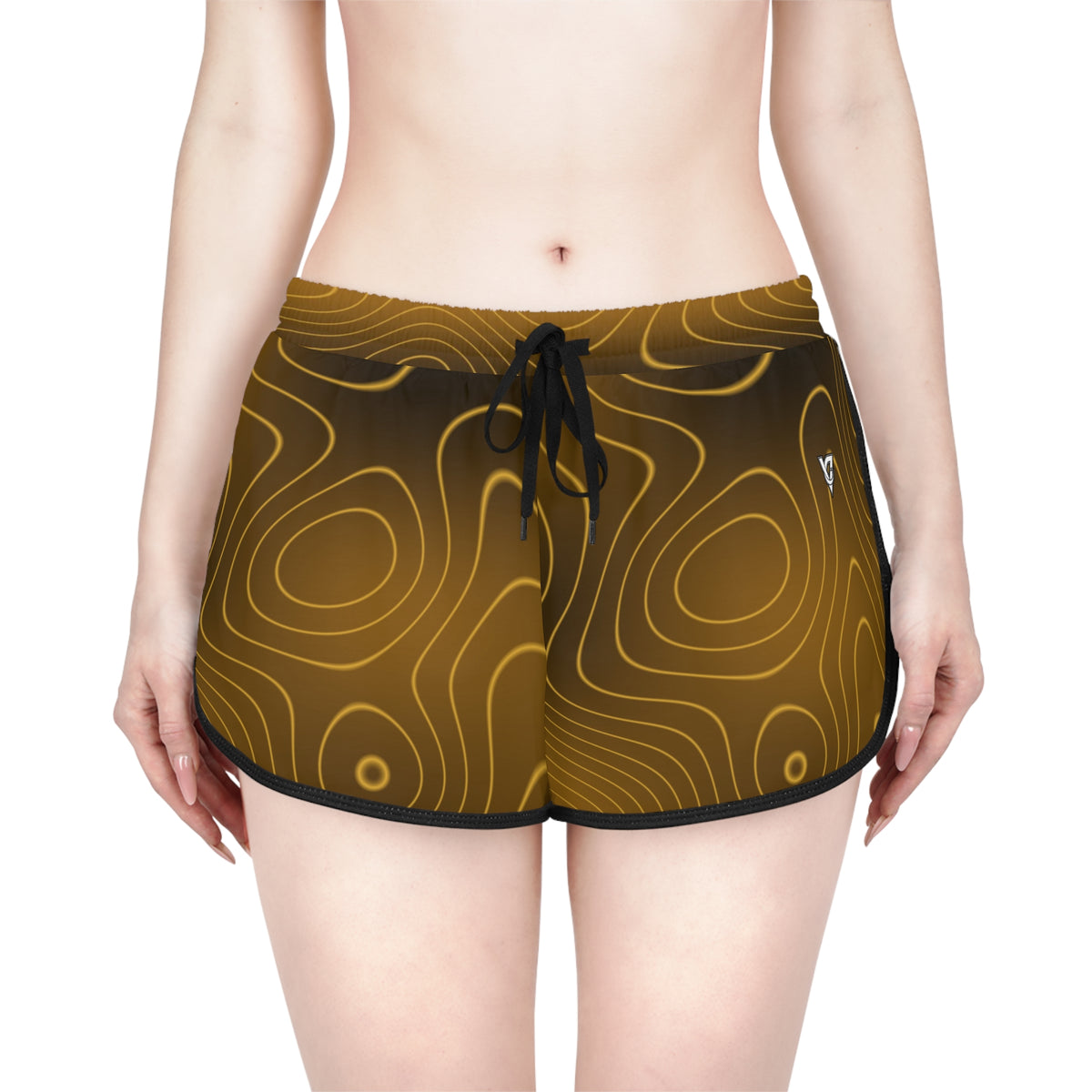 Women's Harvest Gold Topo Relaxed Shorts — All-Over Print Running & Workout Shorts