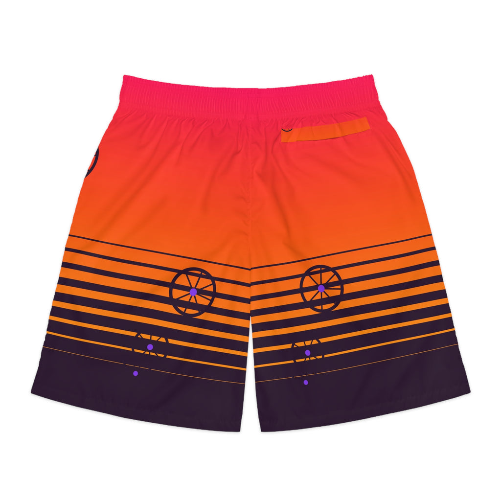 Cycling Berry Blast Horizon Fade Men's Athletic Shorts with Pockets