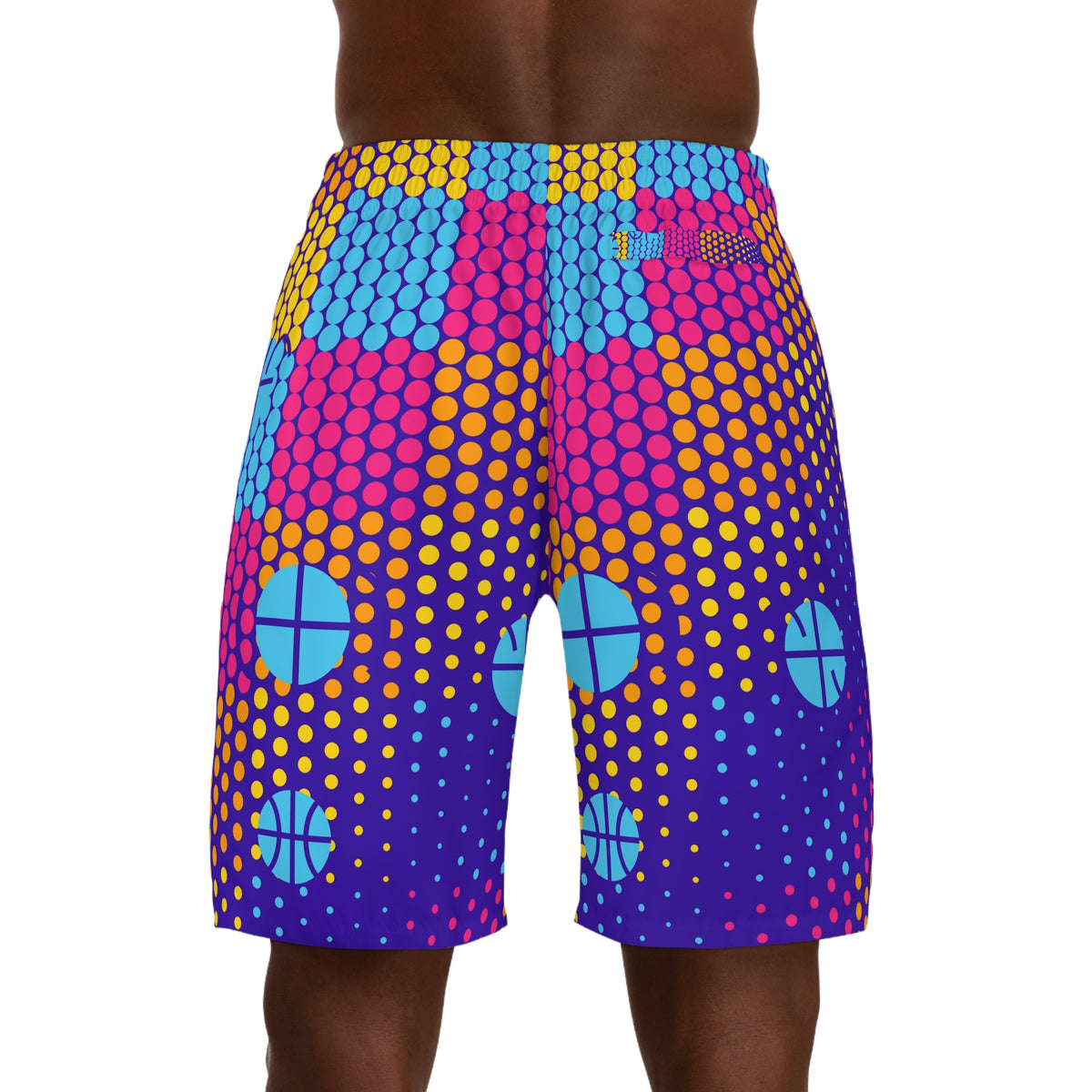 Basketball Sunrise Punch Halftone Pulse Men's Athletic Shorts with Pockets