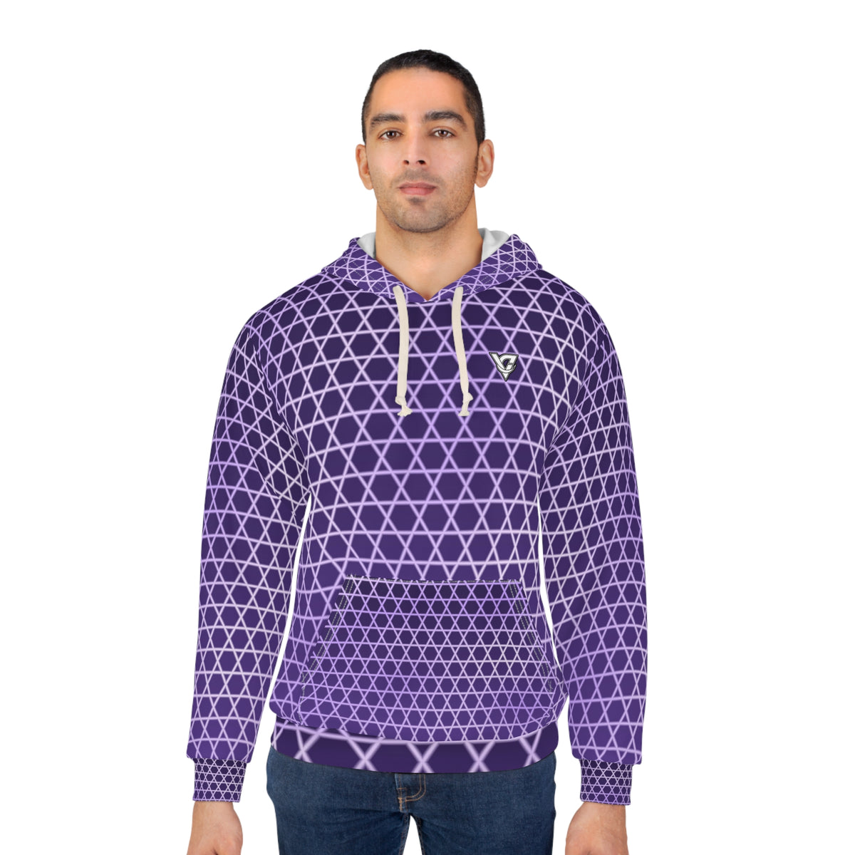 Lilac Hex Grid Women's Pullover Hoodie