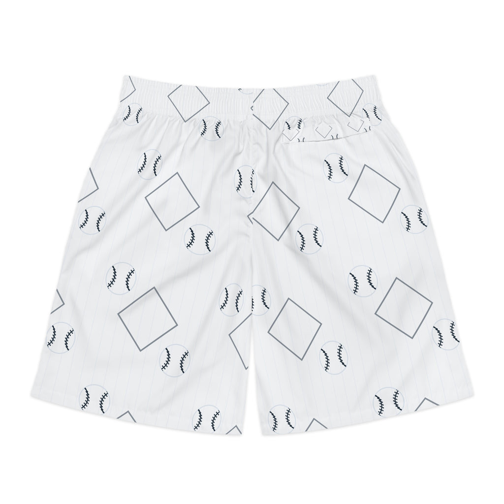 Baseball & Softball Arctic White Diamond Stitch Men's Athletic Shorts with Pockets