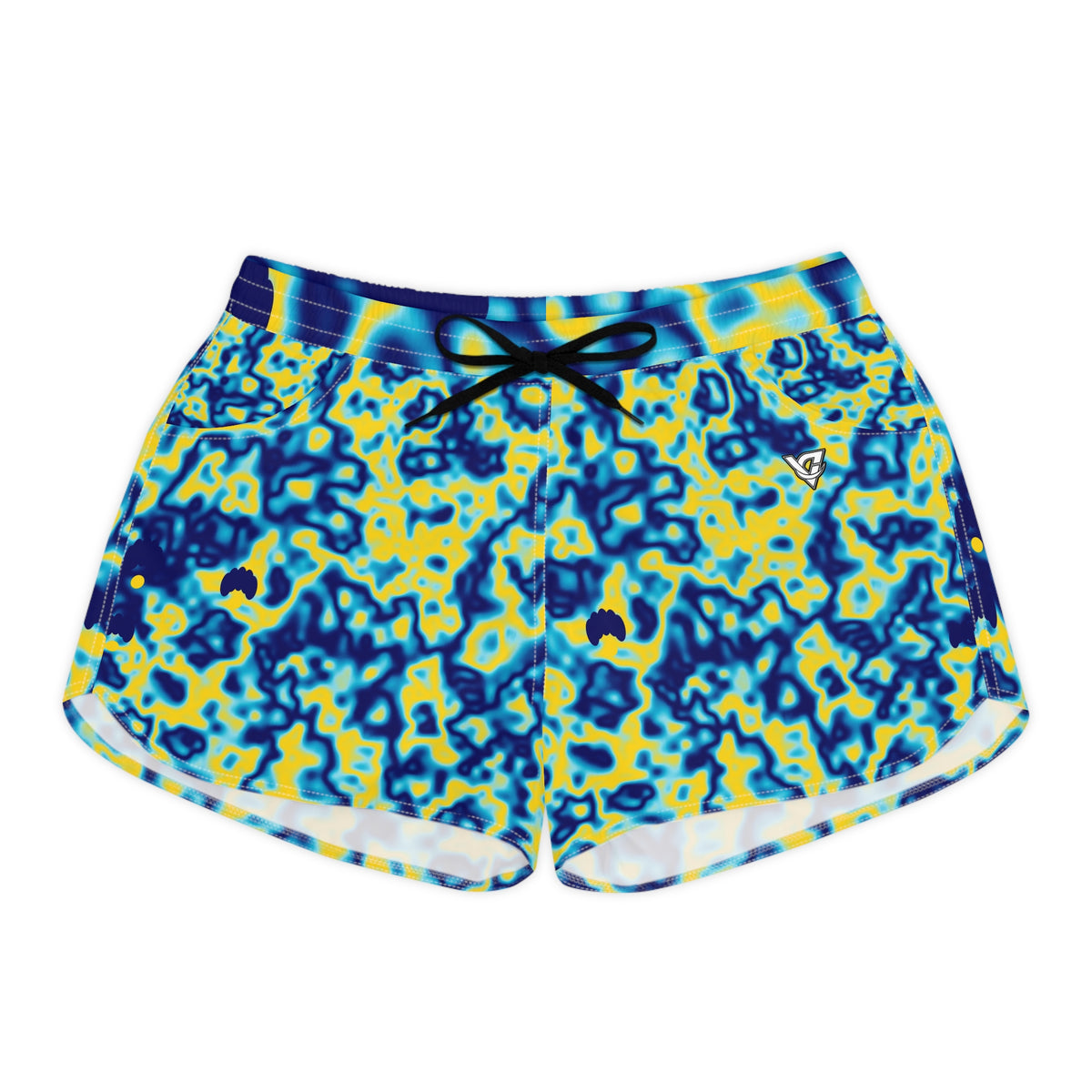 Yoga Cobalt Spark Marble Flow Women's Athletic Shorts with Pockets