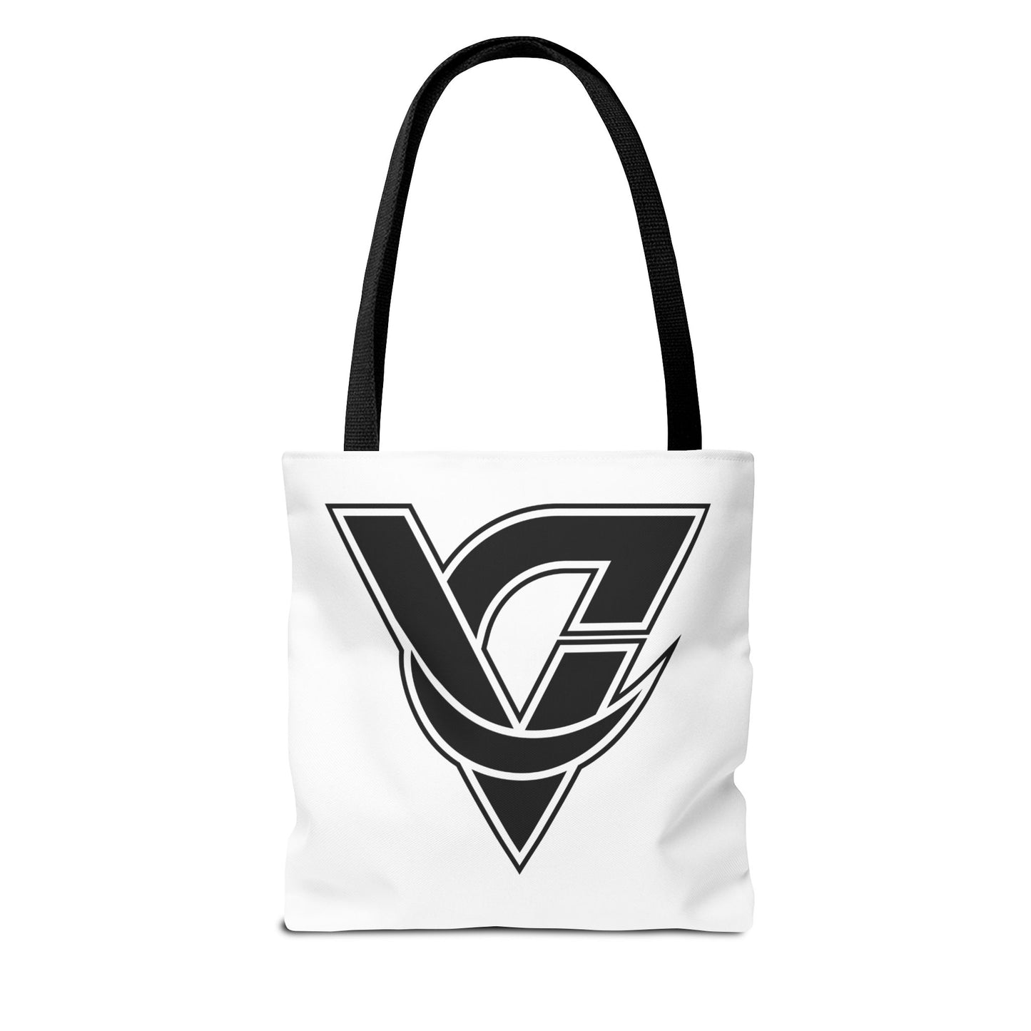 Monogram V Triangle Tote Bag – Bold Black Logo All-Over Print