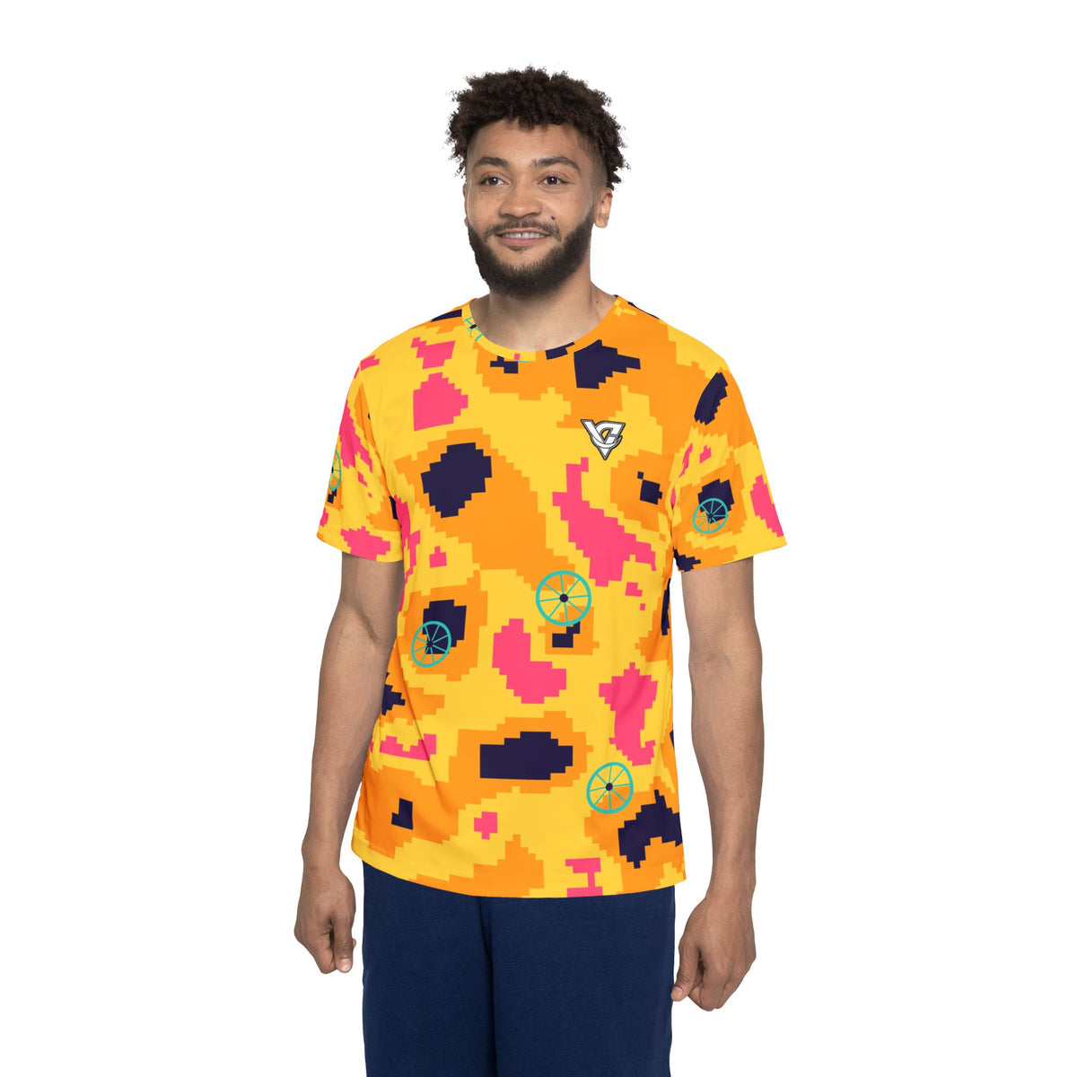 Cycling Electric Mango Pixel Camo Men's Sports Jersey