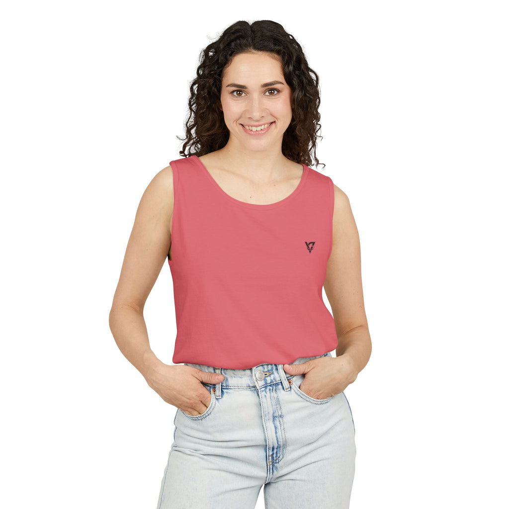 Minimal Geometric Triangle Logo Tank Top | Chest Emblem
