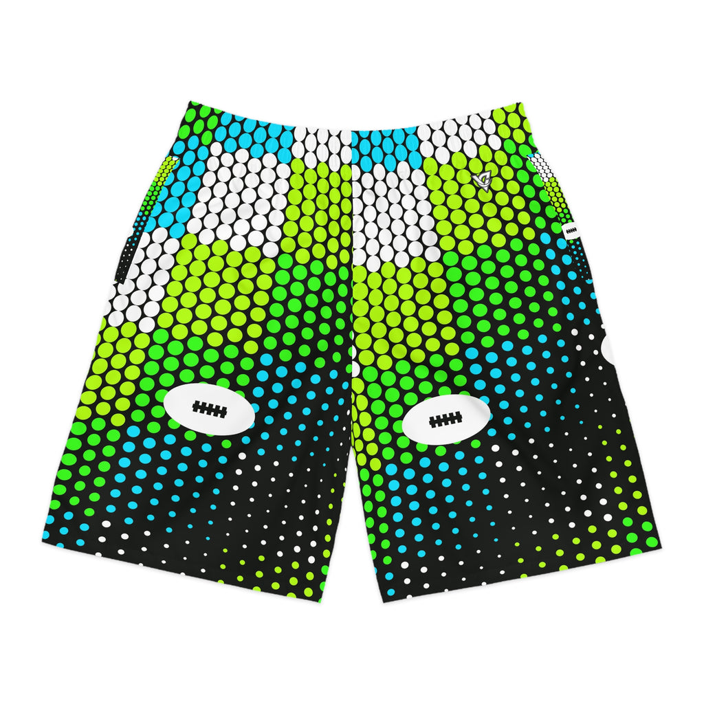 Football Lime Riot Halftone Pulse Men's Athletic Shorts with Pockets