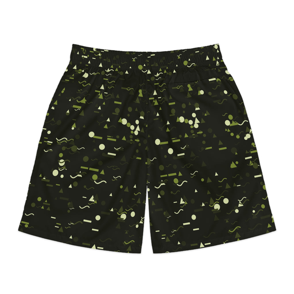 Men's Olive Confetti Performance Jogger Athletic Shorts with Pockets