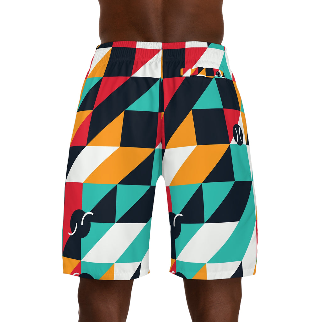 Tennis Aqua Volt Prism Block Men's Athletic Shorts with Pockets