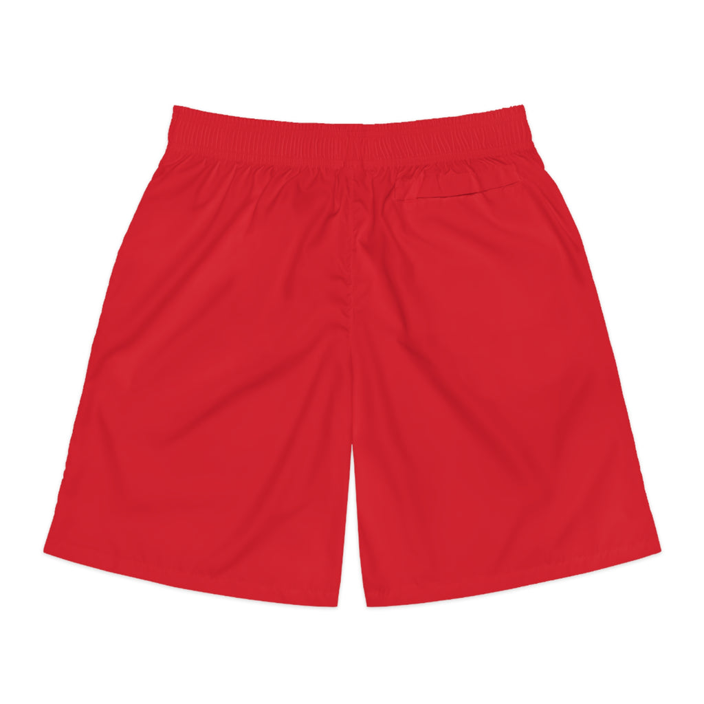 Vantacore Solid Red Men's Athletic Shorts with Pockets